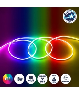 GLOBOSTAR® NEOVALE 70568 Ταινία Neon Flex LED 18W-m 900lm-m 120° DC 24V Αδιάβροχο IP65 60 x SMD5050 Chip-m Πολύχρωμο RGB Dimmable - Sanan SMD Chip - Μ100 x Π0.8 x Υ1.6cm - 3 Χρόνια Εγγύηση